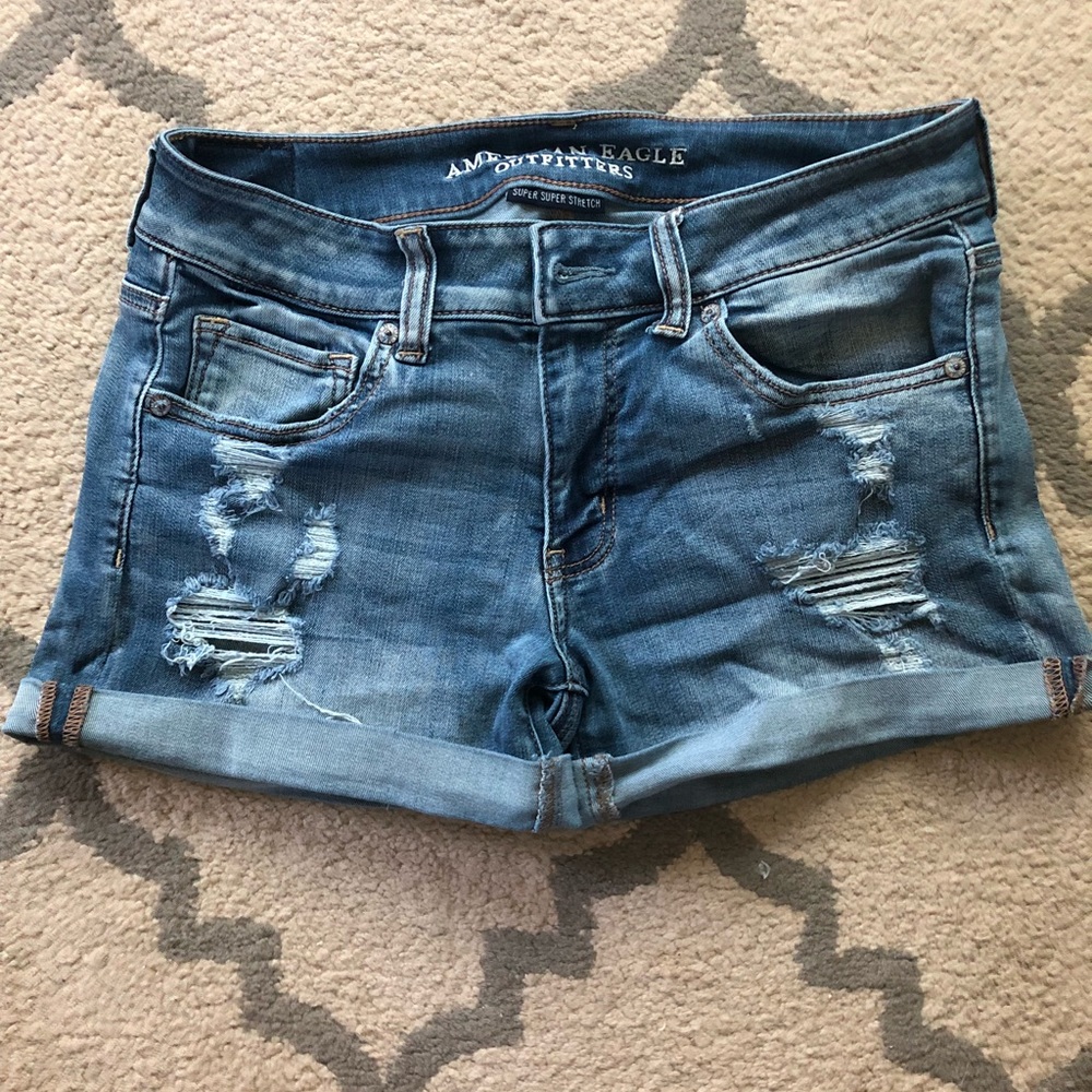 American Eagle Midi Distressed jean shorts